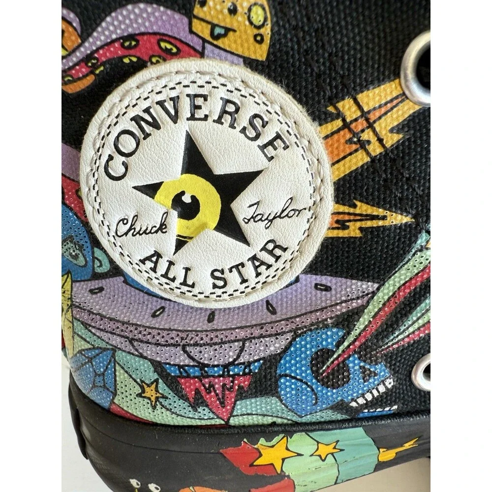 ✿ Converse Chuck Taylor All Star Youth Hi Top Sneakers Black Multicolor Size 12